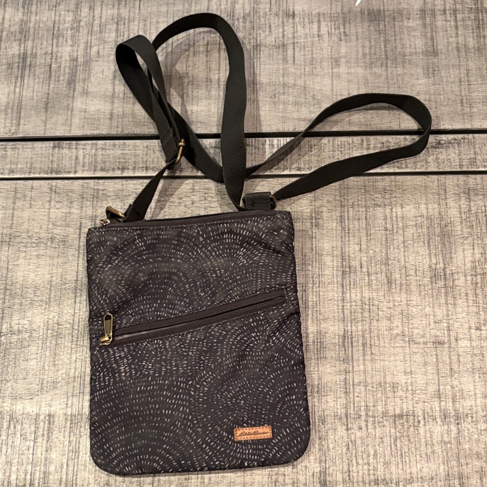 Eddie Bauer Black Patterned Crossbody Bag